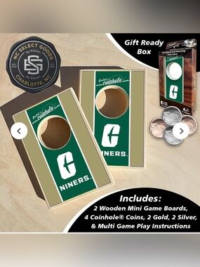 Coinhole tabletop coin-bouncing party game University Of North Carolina Niners